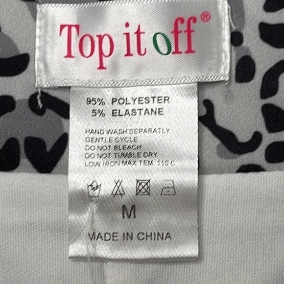 TOP it Off Skirt Grey Leopard Wide Band Wrinkle Resistant Medium New with Tags - Picture 5 of 7
